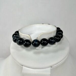 10mm Dark Blue Tiger Eye Gemstone Stretch Bracelet